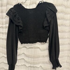 Zara dark grey Ruffled Women's Top